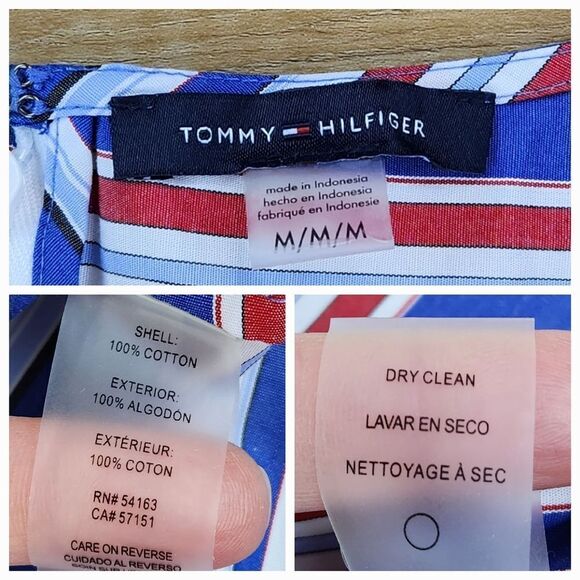 🍑Tommy Hilfiger Blue Striped Sleeveless Peplum Top Medium - Picture 9 of 9